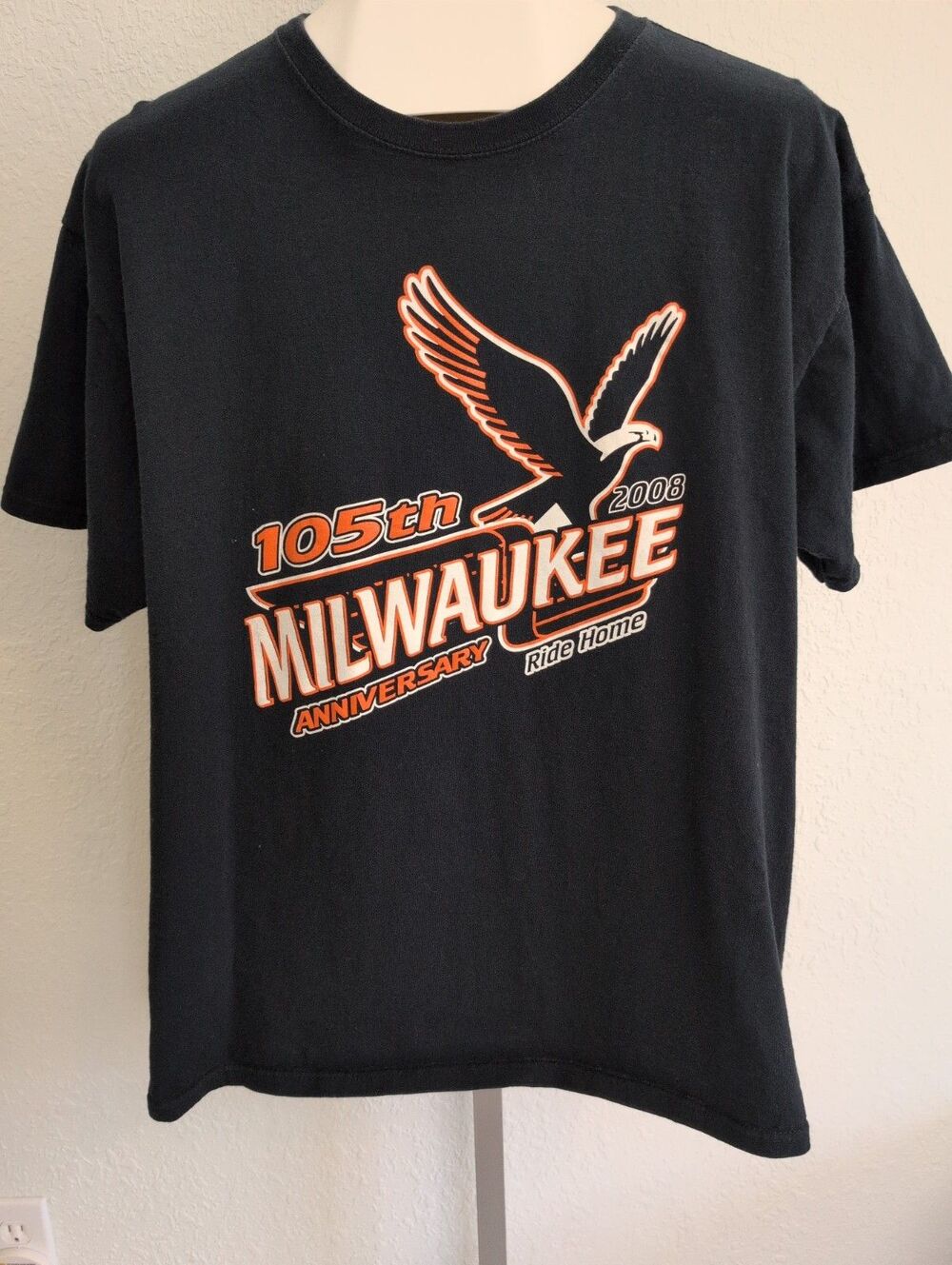 105th Anniversary 2008 Milwaukee Ride Home Shirt Mens XL Eagle Biker Cheer's Pub